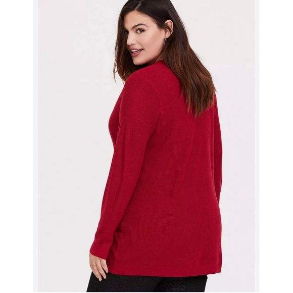 Torrid Cardigan Open Front Sweater in Red - Picture 2 of 16